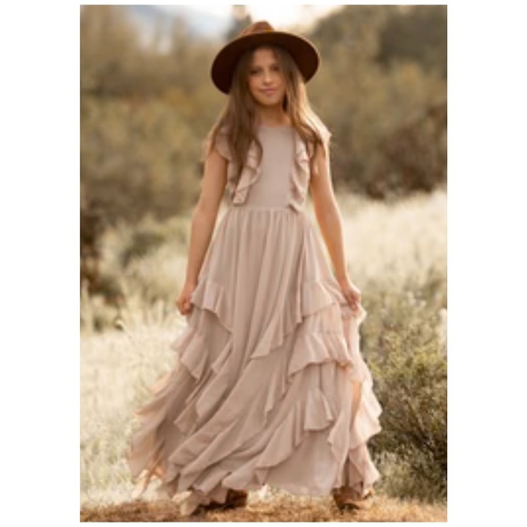 Joyfolie | Cottagecore Photo Shoot Tiered Maxi Sylviane Dress in Light Taupe | 5 - Picture 4 of 15